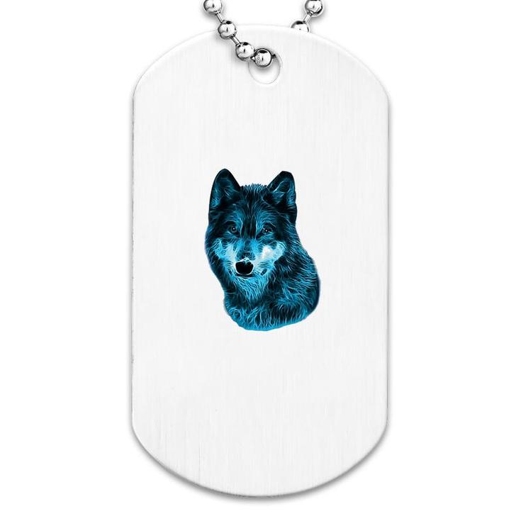 Wolf Blue Dog Tag