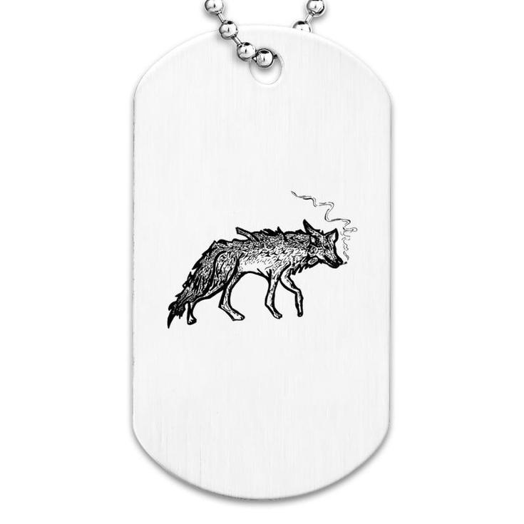 Wolf Smoking Dog Tag