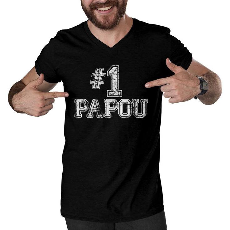 1 Papou Number One Sports Father's Day Gift Men V-Neck Tshirt