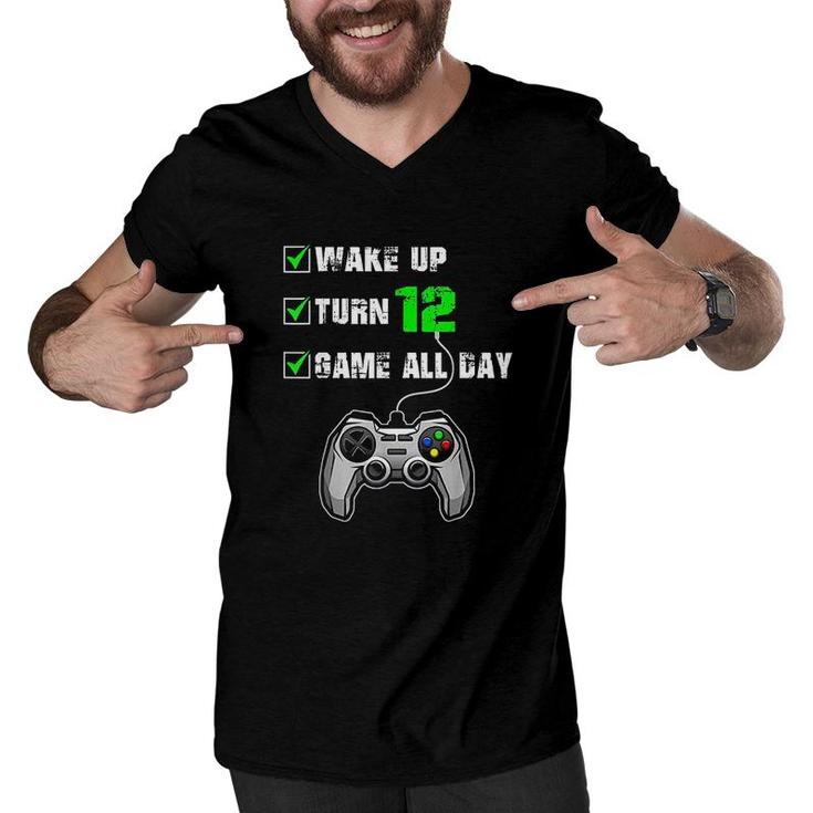 12th Birthday Gamer Level 12 Unlocked Gamer Birthday Men V-Neck Tshirt