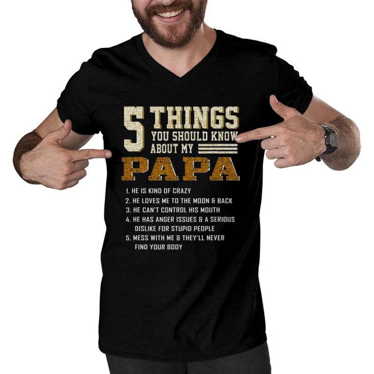 5 Things You Should Know About My Papa Father's Day Men V-Neck Tshirt