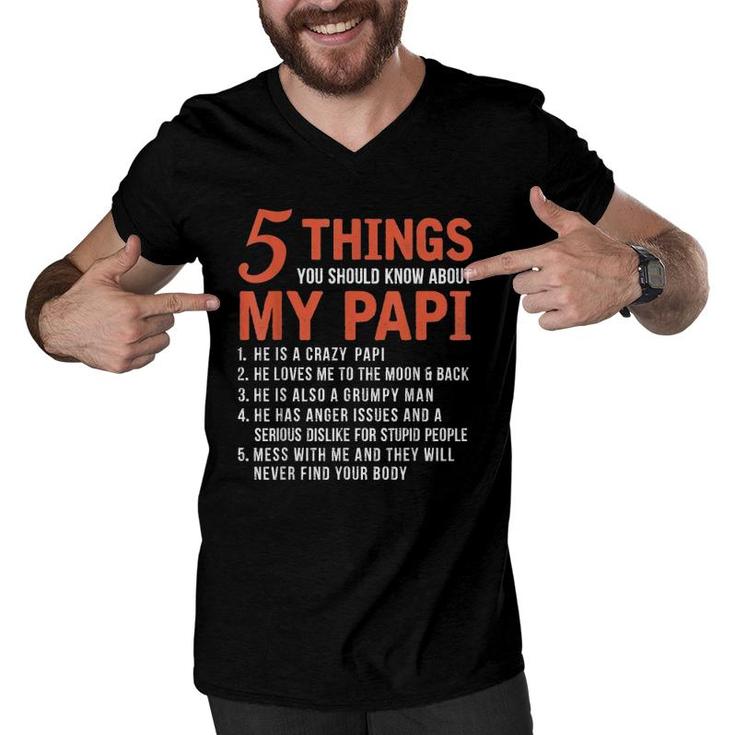 5 Things You Should Know About My Papi Funny Father's Day Men V-Neck Tshirt