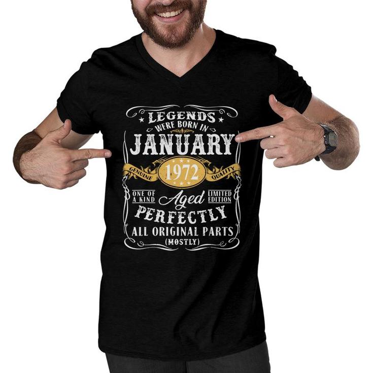50Th Birthday Gift Legends Were Born In January 1972 Perfect Men V-Neck Tshirt