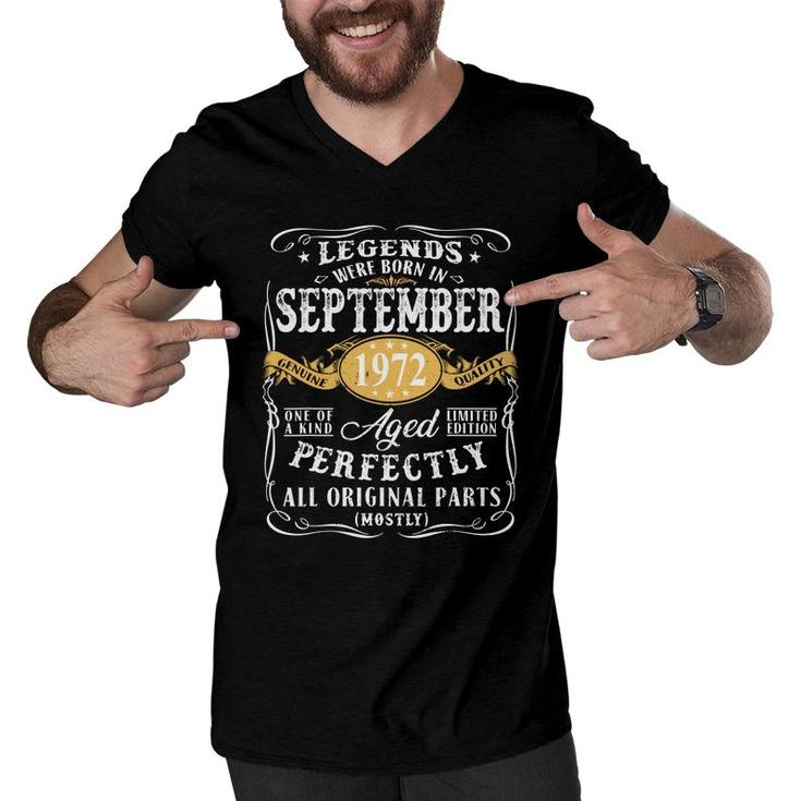 50Th Birthday Gift Legends Were Born In September 1972 Perfect Men V-Neck Tshirt