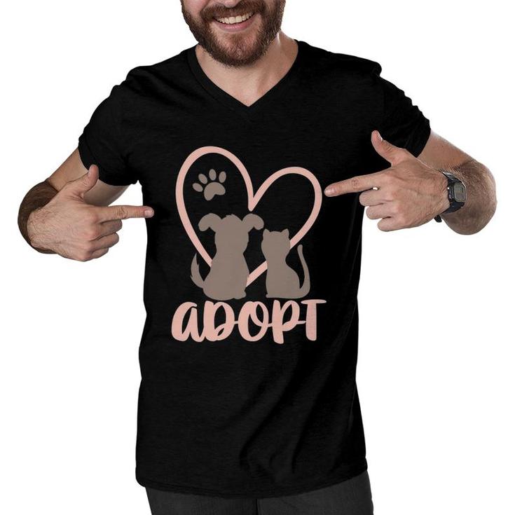 Adopt Rescue Pet Owner Rescue Mom Or Dad - Dog And Cat  Men V-Neck Tshirt