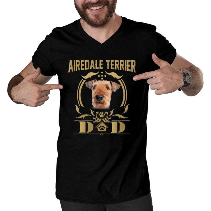 Airedale Terrier Dad Funny  - Father's Day Gift Tee Men V-Neck Tshirt