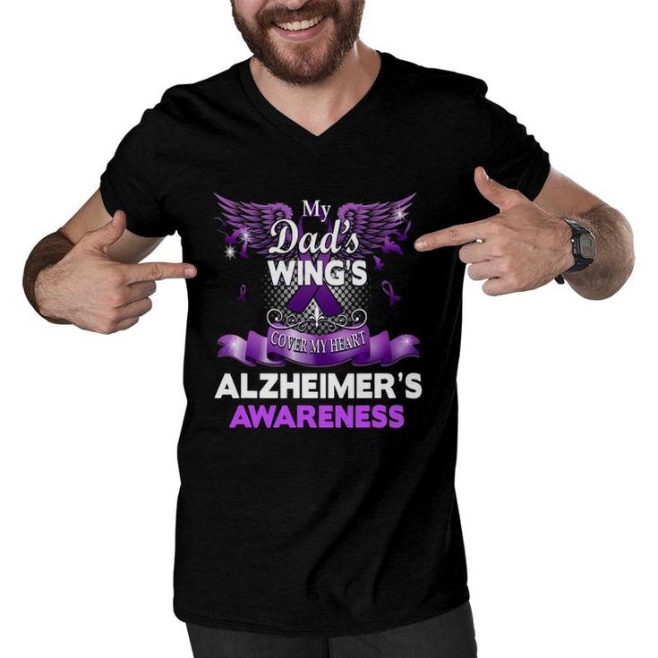 Alzheimer's Awareness Gift Products Dad's Wings Memorial Men V-Neck Tshirt