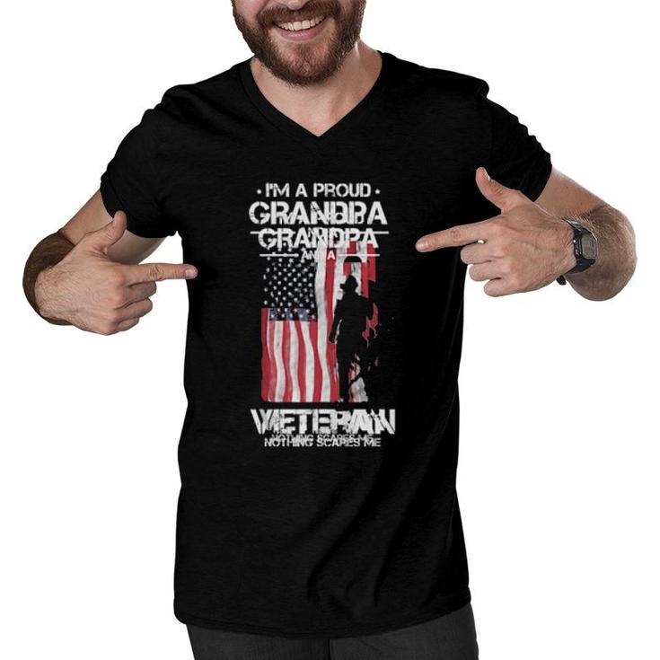 American Flag Us Grandpa Vet Veterans Day  Men V-Neck Tshirt