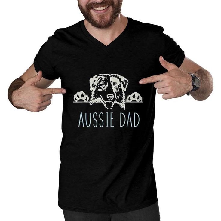 Aussie Dad With Australian Shepherd Men V-Neck Tshirt