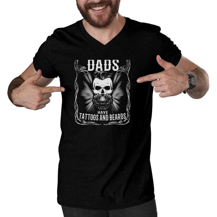 Awesome Dads Have Tattoos And Beards Skull Men V-Neck Tshirt