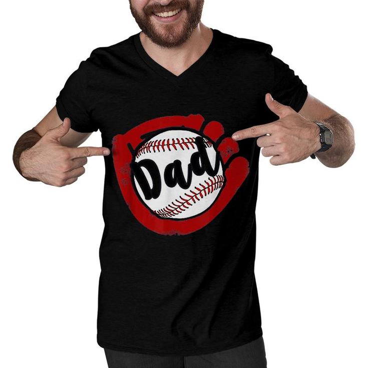 Baseball Dad For Baseball Softball Mom Men V-Neck Tshirt