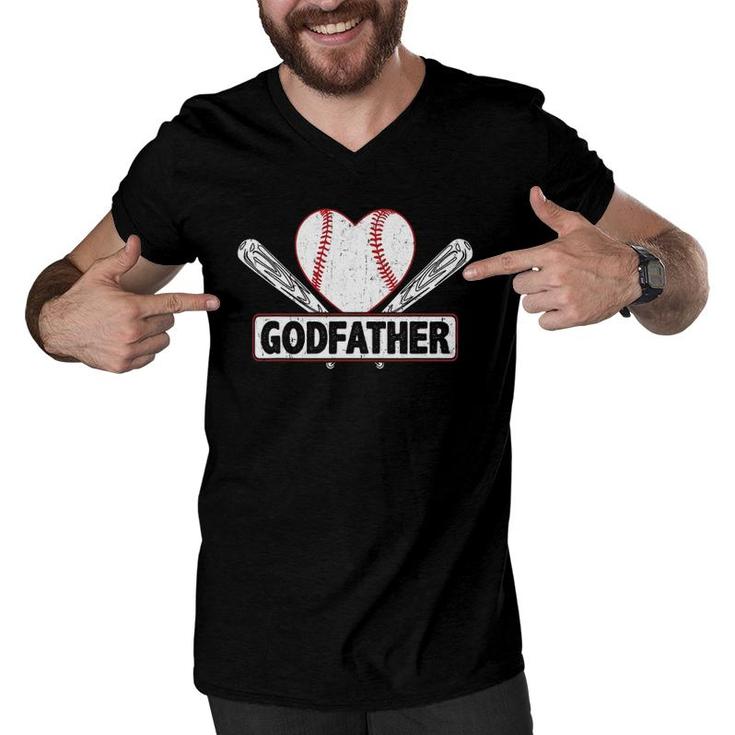 Baseball Godfather Matching Family Softball Baseball Lover Men V-Neck Tshirt