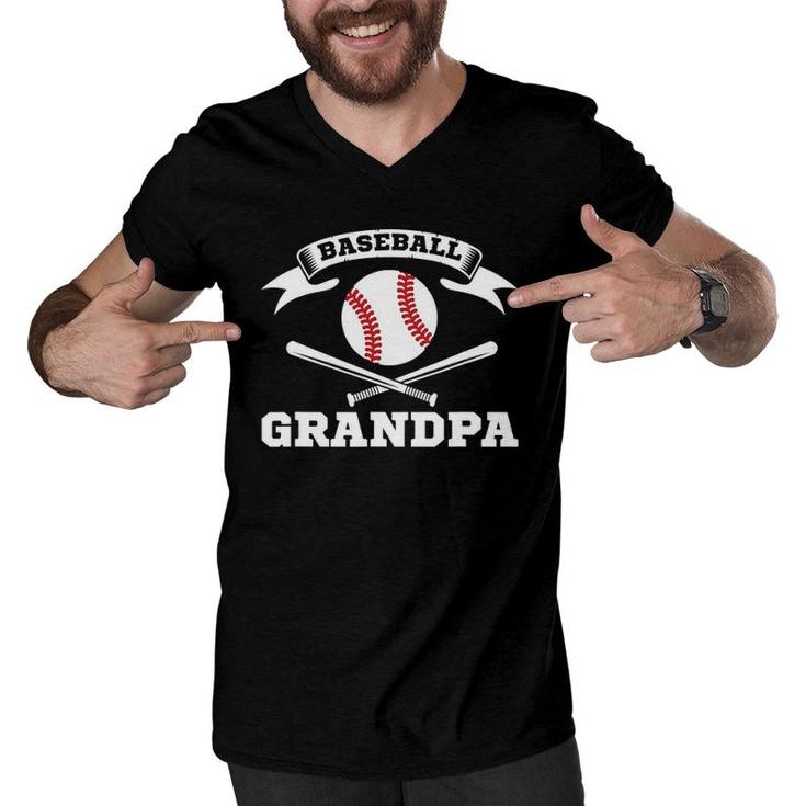Baseball Grandpa Pitcher Strikeout Baseball Player Men V-Neck Tshirt
