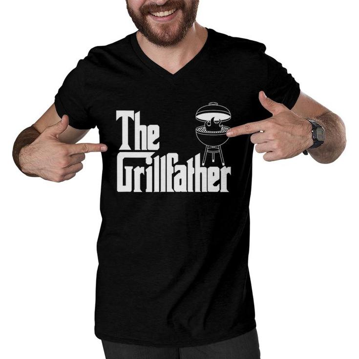 Bbq Funny Meat Love Party Grilling Lunch The Grillfather Men V-Neck Tshirt