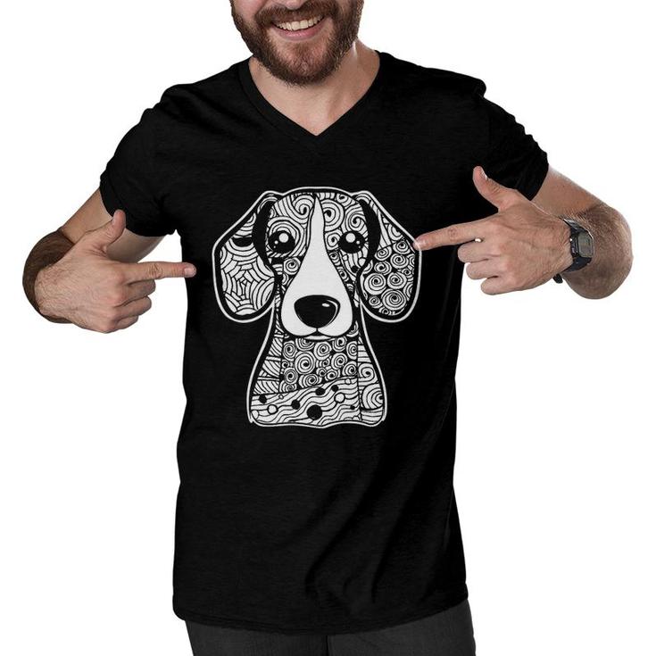 Beagle Face Graphic Art Gift For Dog Mom And Dad Men V-Neck Tshirt