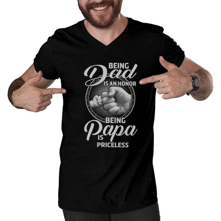 Being Dad In An Honor Being Papa Is Priceless Men V-Neck Tshirt