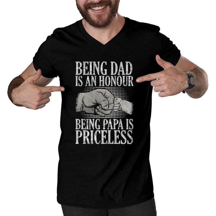 Being Dad Is An Honor Being Papa Is Priceless Father's Day Men V-Neck Tshirt