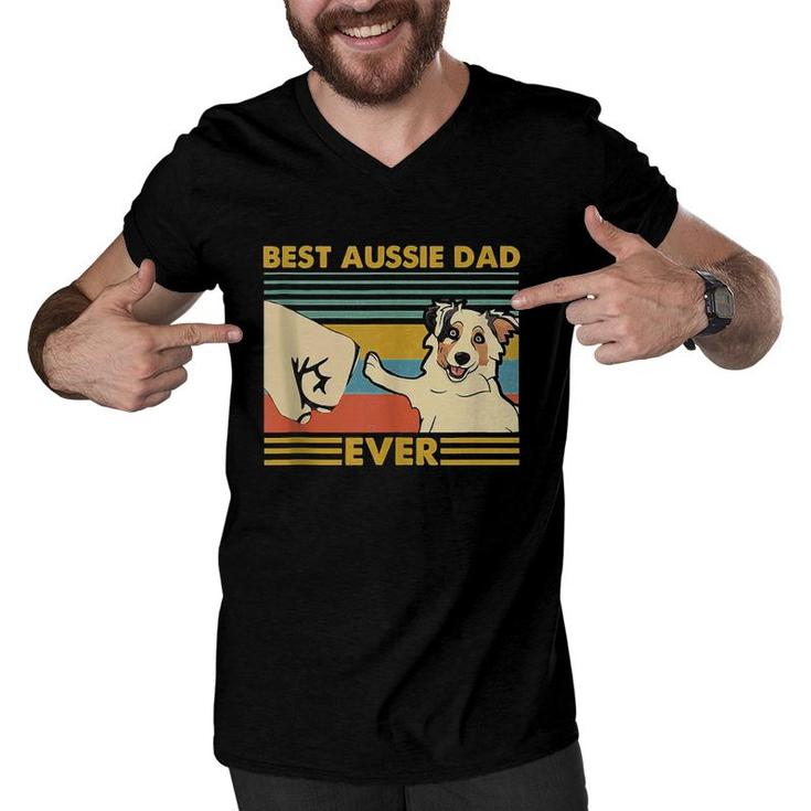 Best Aussie Dad Ever Retro Vintage Sunset  Men V-Neck Tshirt