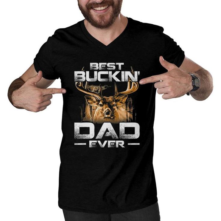 Best Buckin' Dad Ever  Deer Hunting Bucking Father Gift Men V-Neck Tshirt