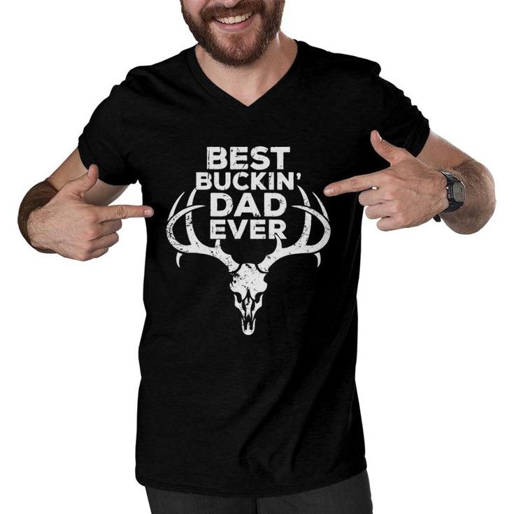 Best Buckin' Dad Ever Hunting Funny Animal Pun Dad Gift Men V-Neck Tshirt