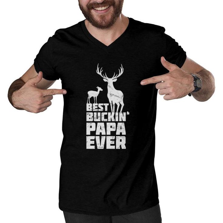 Best Buckin' Papa  Deer Buck Hunting Bucking Father Gift Men V-Neck Tshirt