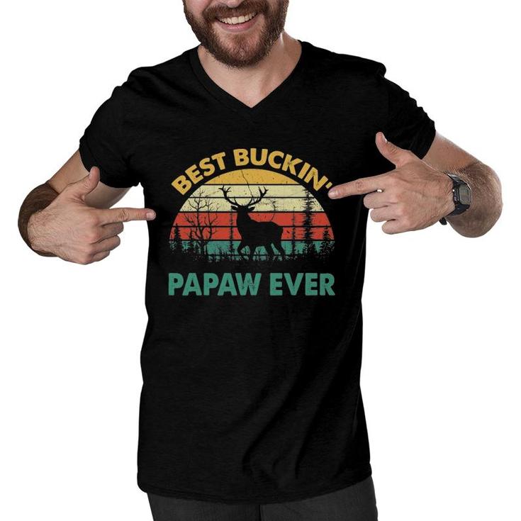 Best Buckin' Papaw Ever Deer Hunting Bucking Father Men V-Neck Tshirt