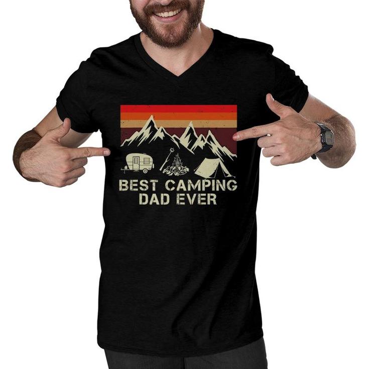 Best Camping Dad Ever Funny Gift For Dad Father's Day Men V-Neck Tshirt