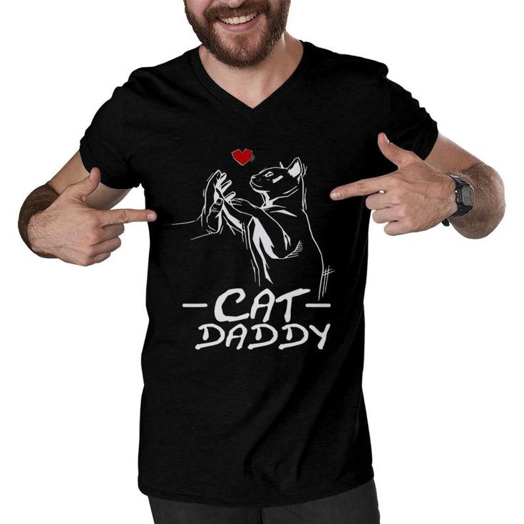 Best Cat Dad Ever Daddy Funny Cat Daddy Father's Day Gift Men V-Neck Tshirt