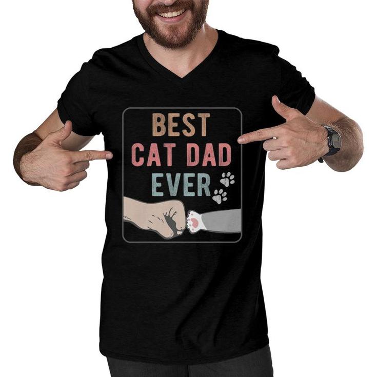 Best Cat Dad Ever Distressed Gift Men V-Neck Tshirt