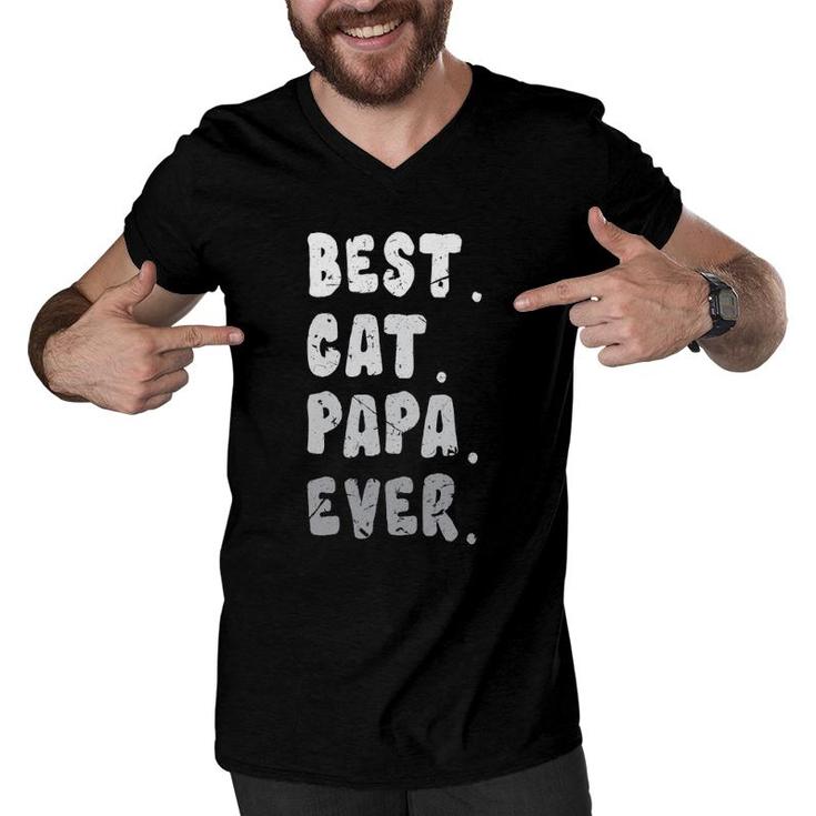 Best Cat Papa Ever Funny Cat Owner Dad Fathers Men V-Neck Tshirt