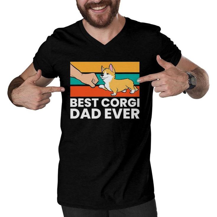 Best Corgi Dad Ever Love Corgi Dogs Funny Corgis Men V-Neck Tshirt