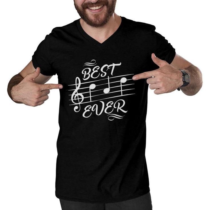 Best Dad Ever Music Notes Musician Fathers Day Men V-Neck Tshirt