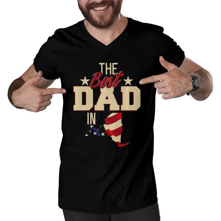 Best Dad In New York  Fathers Day Gift Patriotic Men V-Neck Tshirt