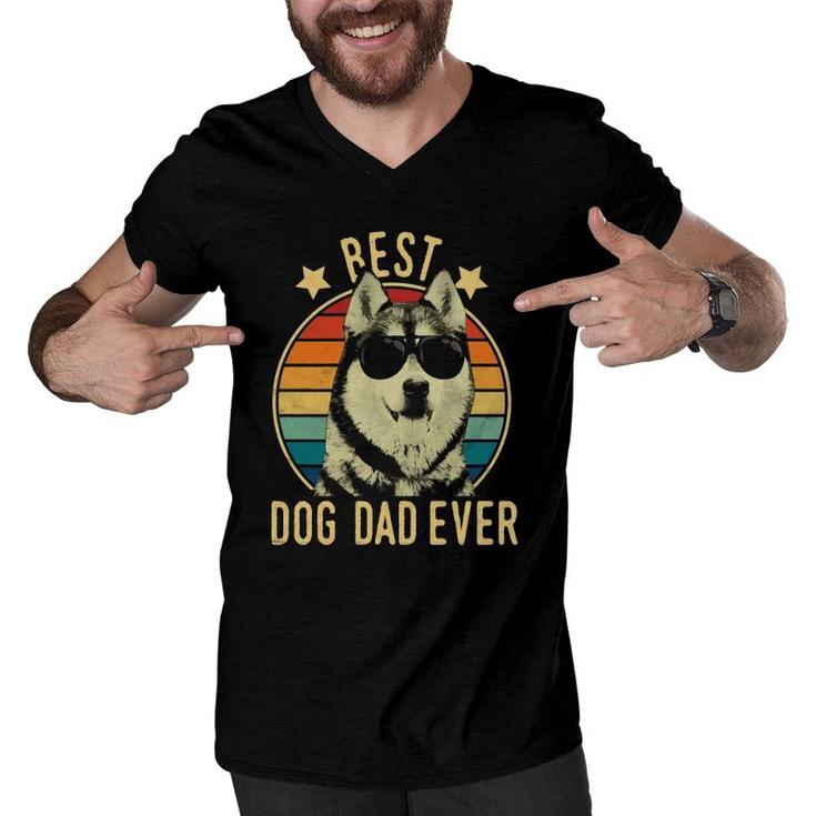 Best Dog Dad Ever Siberian Husky Father's Day Gift  Men V-Neck Tshirt