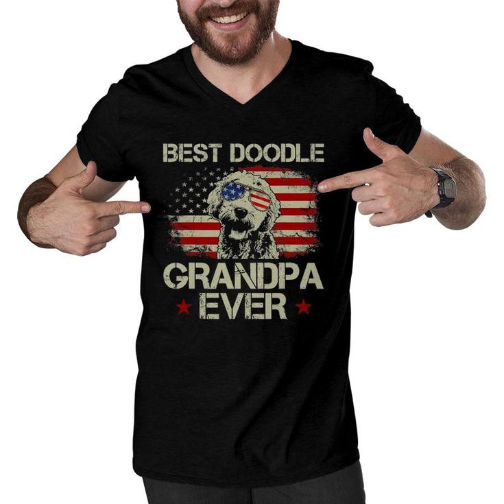 Best Doodle Grandpa Ever  Goldendoodle 4Th Of July Gift Men V-Neck Tshirt