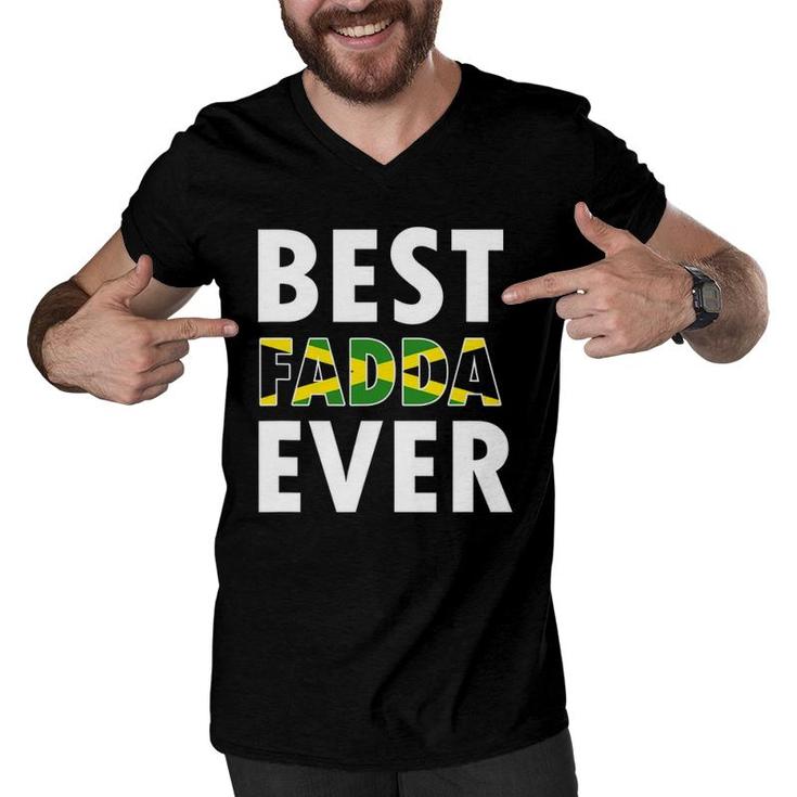 Best Fadda Ever Funny Jamaican Dad Fathers Day Gift Men V-Neck Tshirt