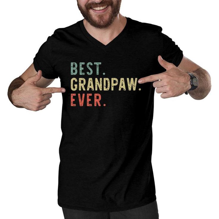 Best Grandpaw Ever Cool Funny Vintage Father's Day Gift Men V-Neck Tshirt