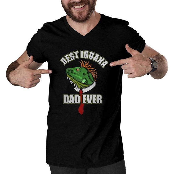 Best Iguana Dad Funny Saying Reptile Lizard Men V-Neck Tshirt