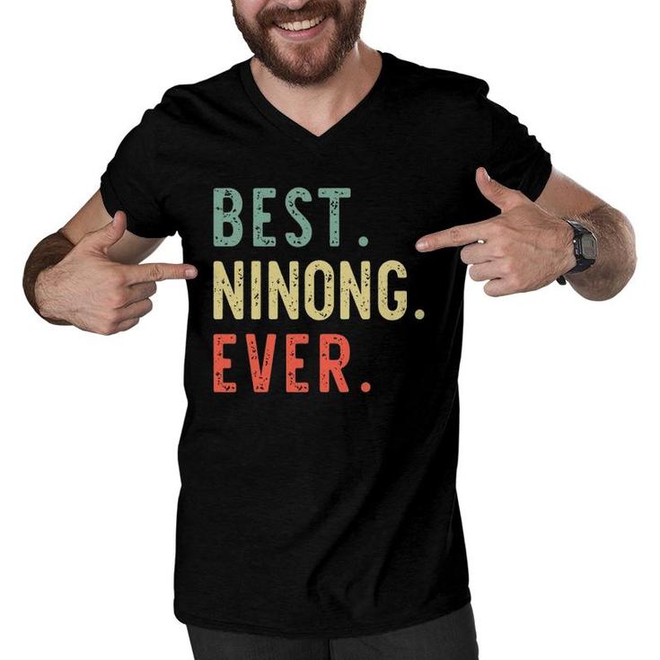 Best Ninong Ever Cool Funny Vintage Father's Day Gift Men V-Neck Tshirt
