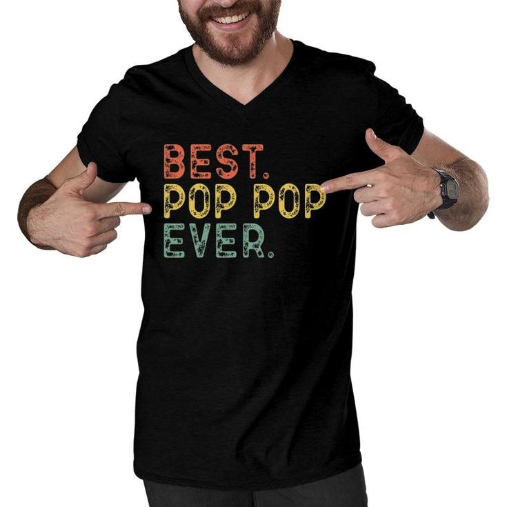 Best Pop-Pop Ever Vintage Gift Grandpa Poppop Father's Day Men V-Neck Tshirt