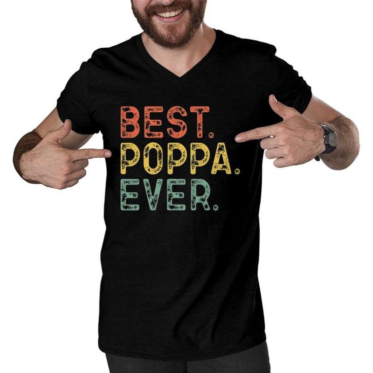Best Poppa Ever Gift Retro Vintage Father's Day Men V-Neck Tshirt