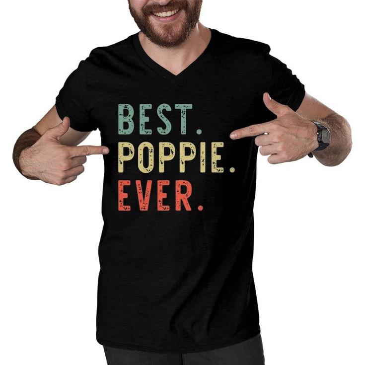 Best Poppie Ever Cool Funny Vintage Father's Day Gift Men V-Neck Tshirt