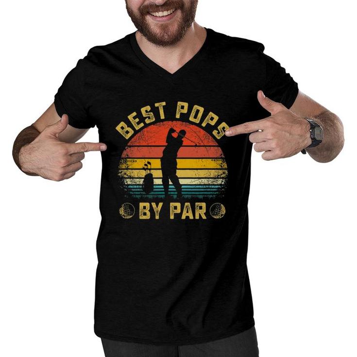 Best Pops By Par Gift For Golfer Daddy Father's Day Men V-Neck Tshirt