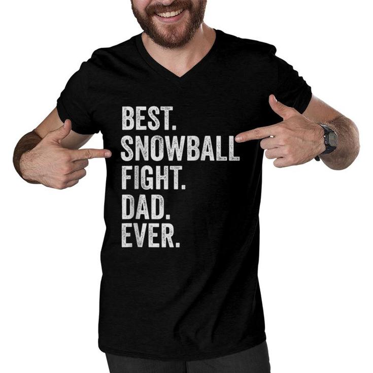 Best Snowball Fight Dad Ever Christmas Gift Raglan Baseball Tee Men V-Neck Tshirt