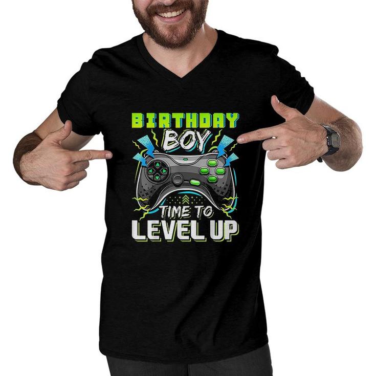 Birthday Boy Time To Level Up Video Game Birthday Gift Level Up Birthday Men V-Neck Tshirt