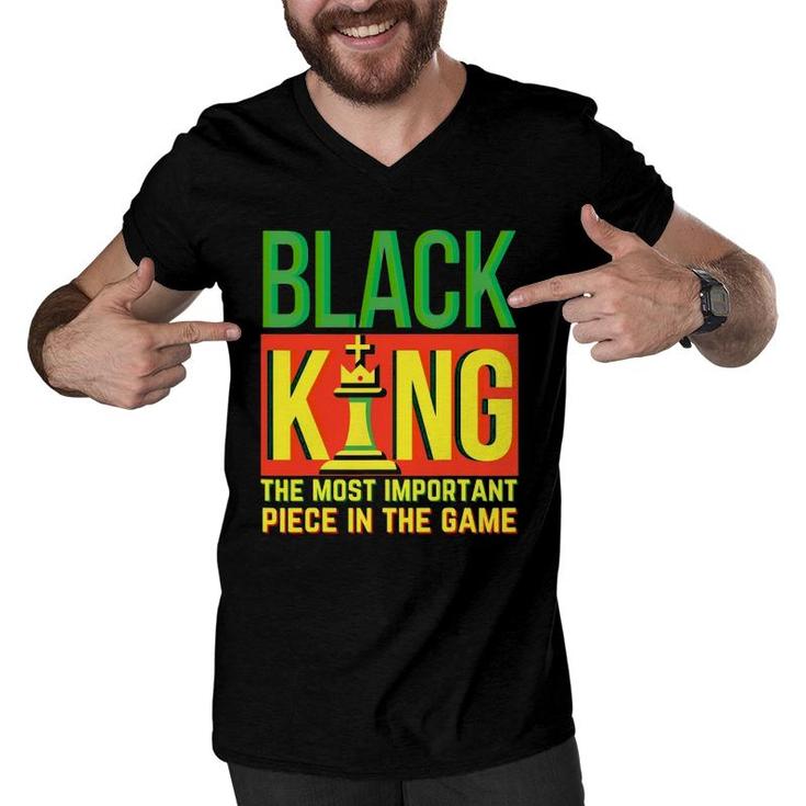 Black Dad Father's Day Juneteenth Black King Most Important Men V-Neck Tshirt