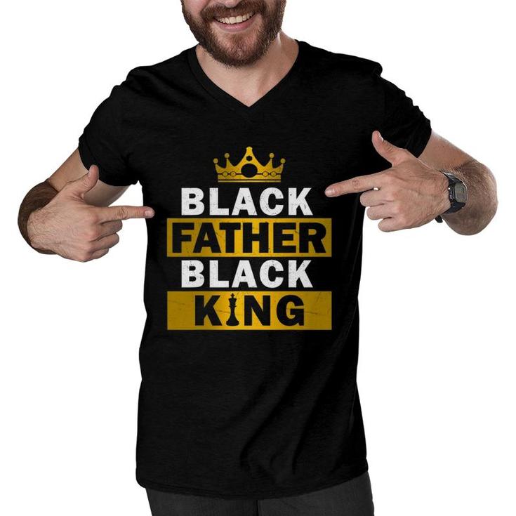 Black Father Black King African American Dad Father's Day Men V-Neck Tshirt