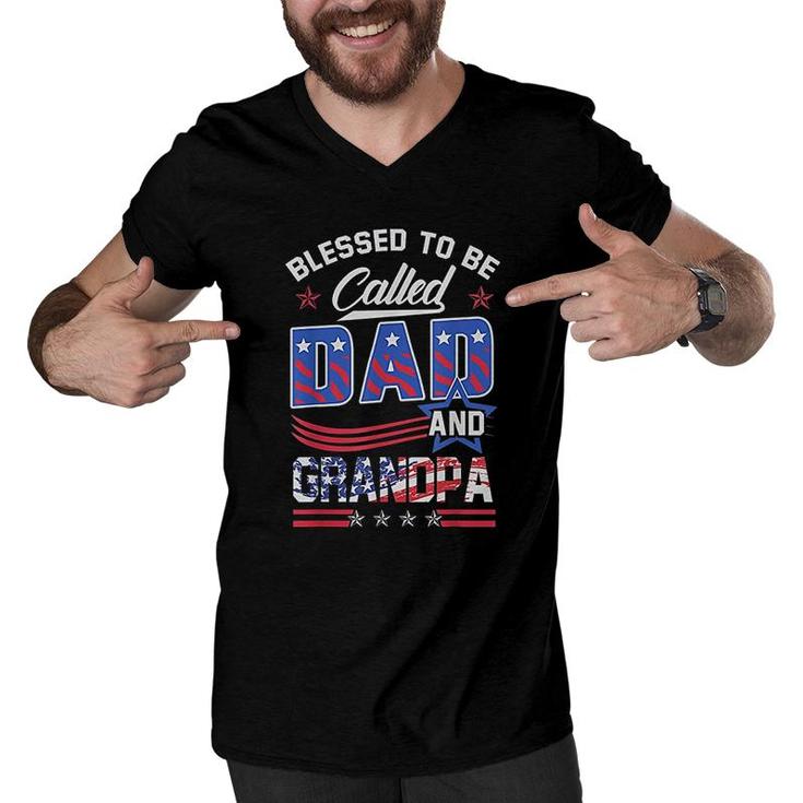 Blessed To Be Called Dad And Grandpa Men V-Neck Tshirt