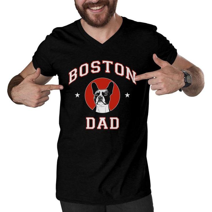 Boston Terrier Dad Pet Lover Men V-Neck Tshirt