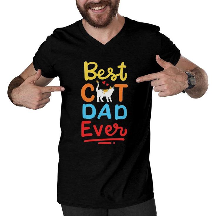 Cat Dad Daddy Father's Day Men V-Neck Tshirt